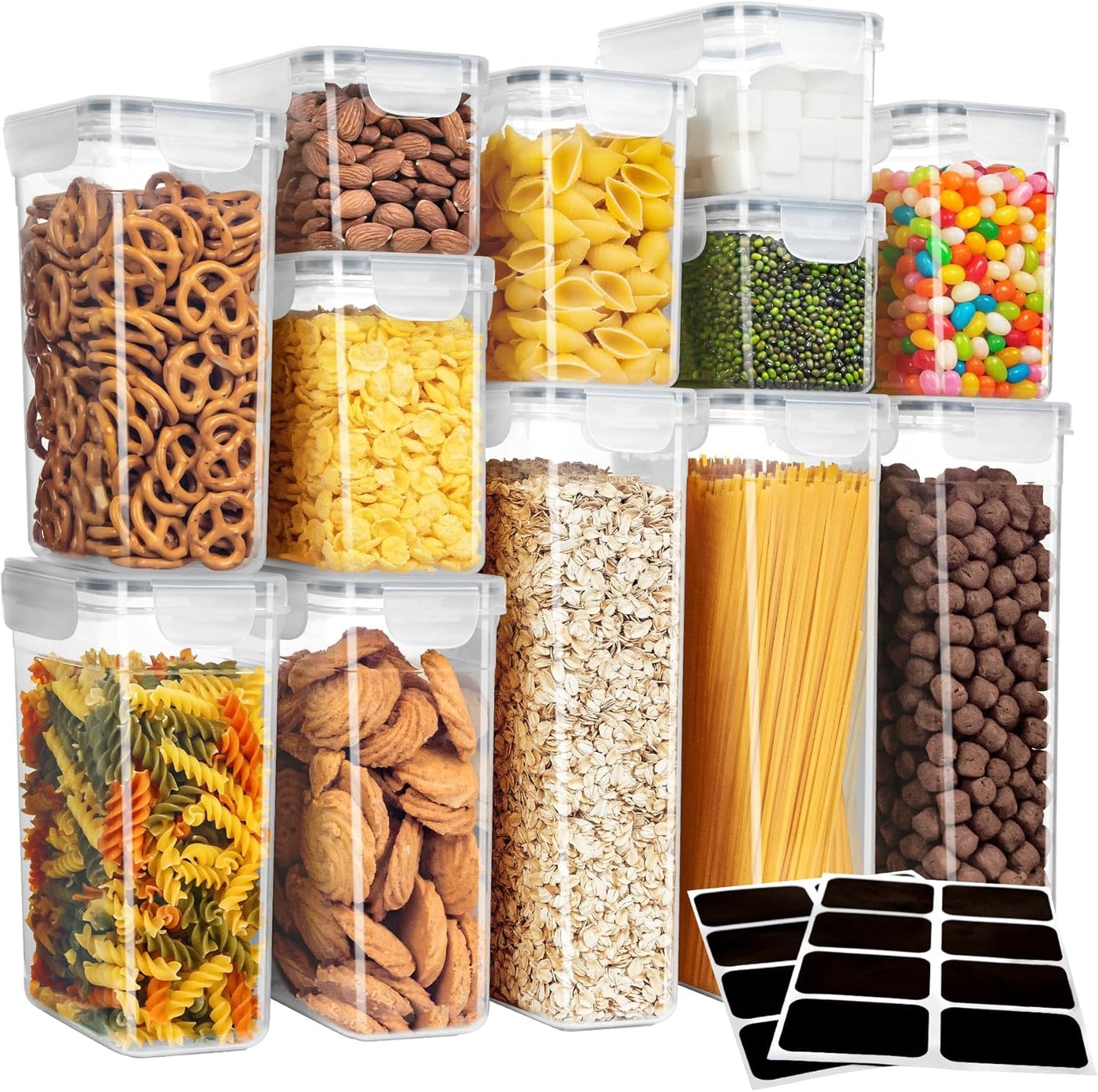 12 Pack Airtight Food Storage Container Set, BPA Free Kitchen Pantry Organization