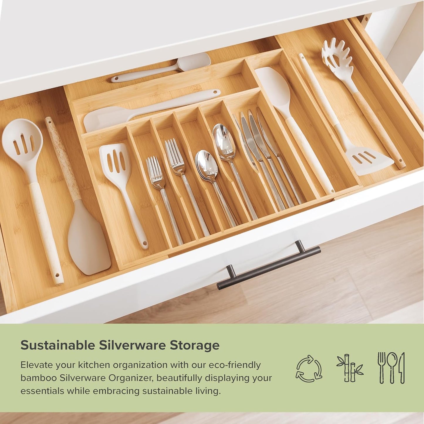 Premium Silverware, Flatware and Utensil Organizer for Kitchen Drawers, Food-Safe Contract Grade