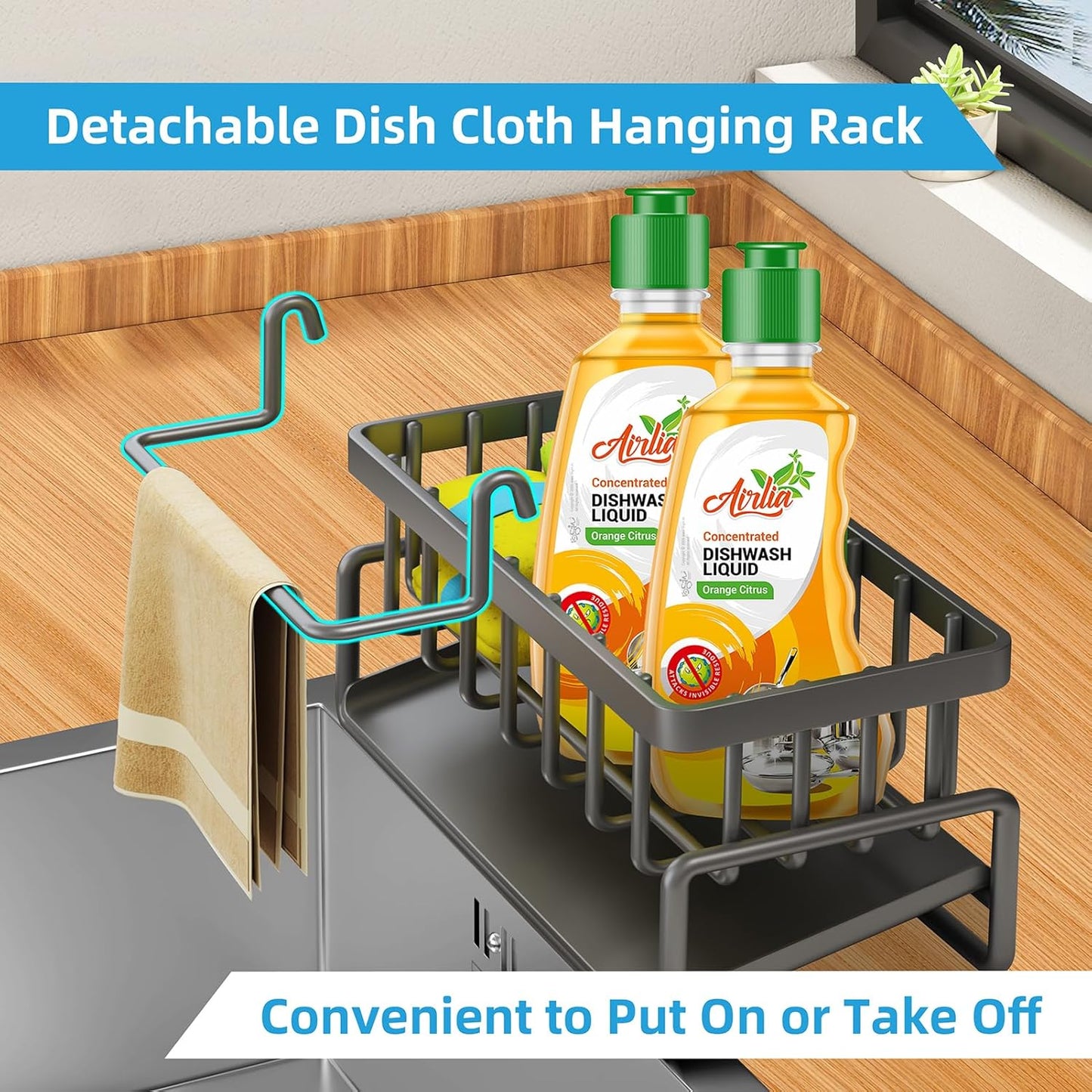 Sponge Holder for Kitchen Sink, Self-Drainage Kitchen Sink Caddy