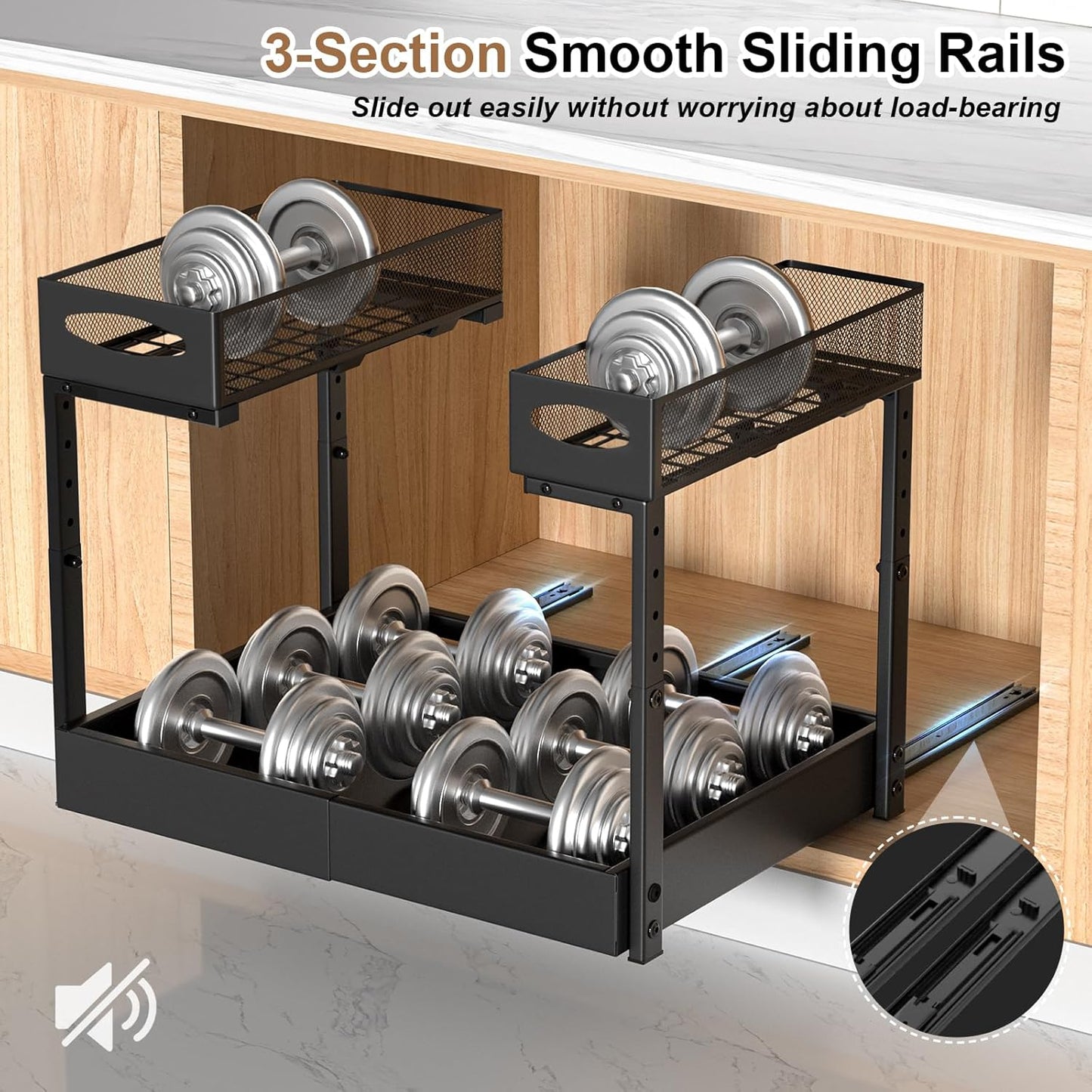 Under Sink Organizer, 14"-21" Width Expandable, 13"-17" Height Adjustable