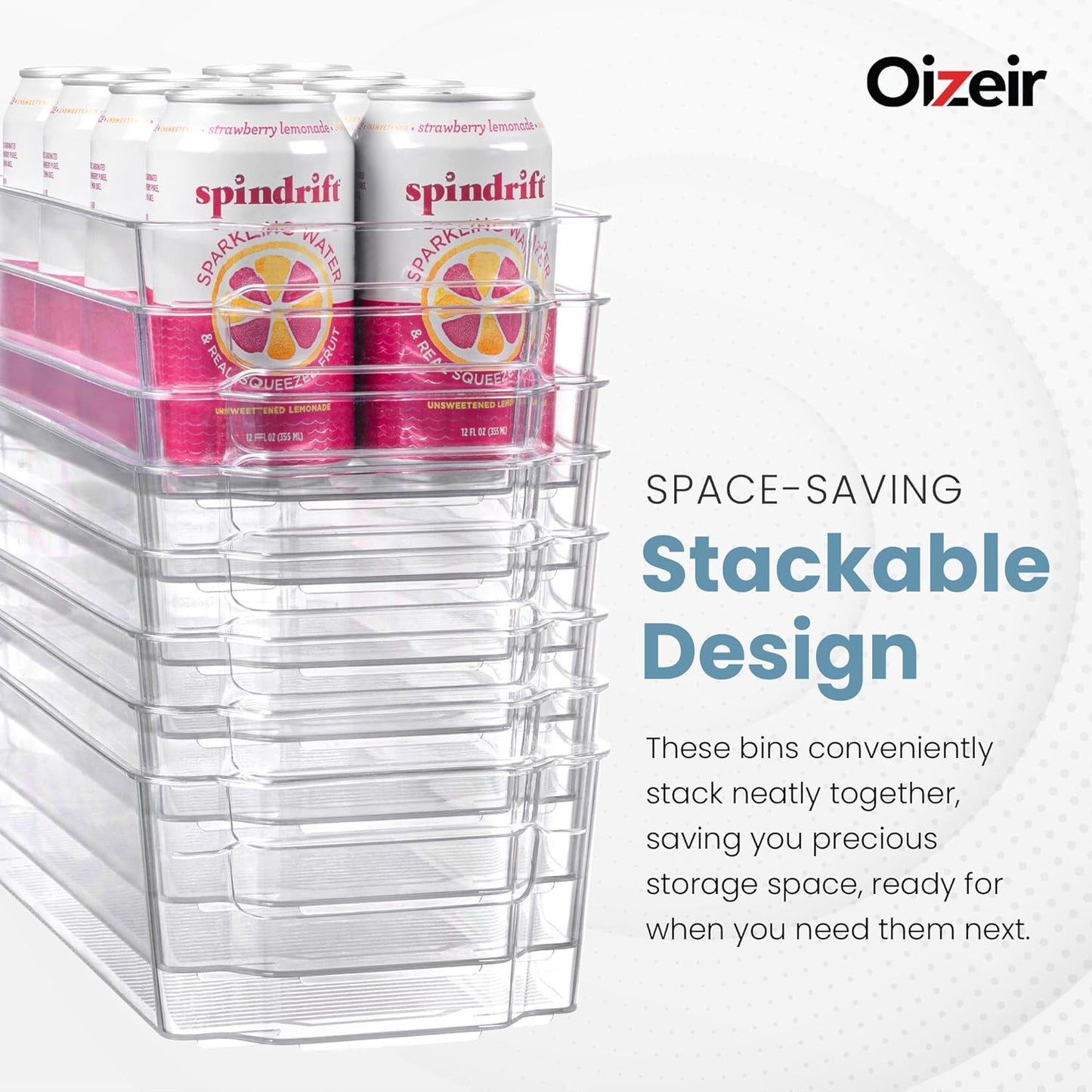 8 Pack Clear Plastic Storage Bins with Handles – Stackable Fridge Organizer Bins for Refrigerator