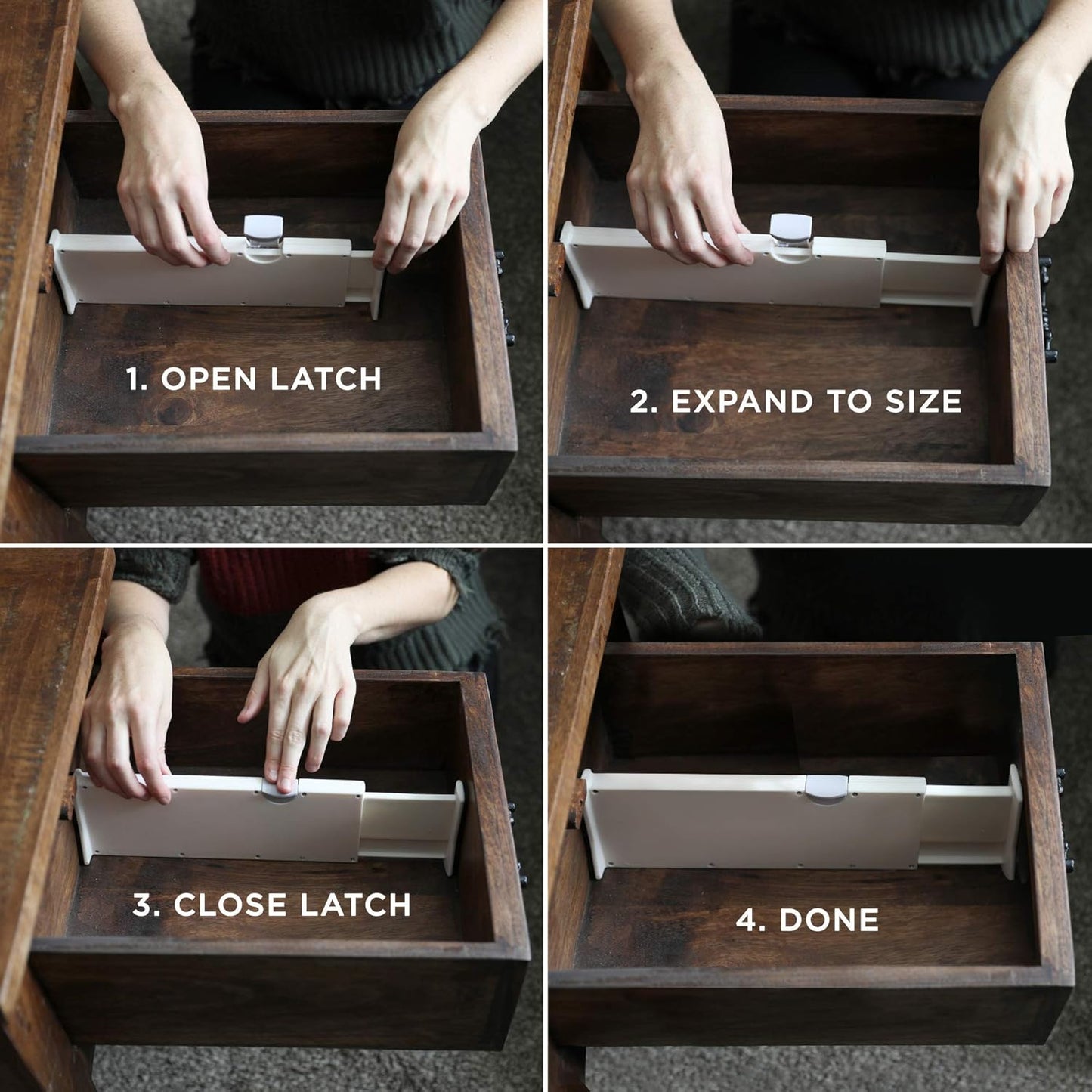 4 Adjustable Drawer Dividers, Organize Silverware and Utensils in Home Kitchen