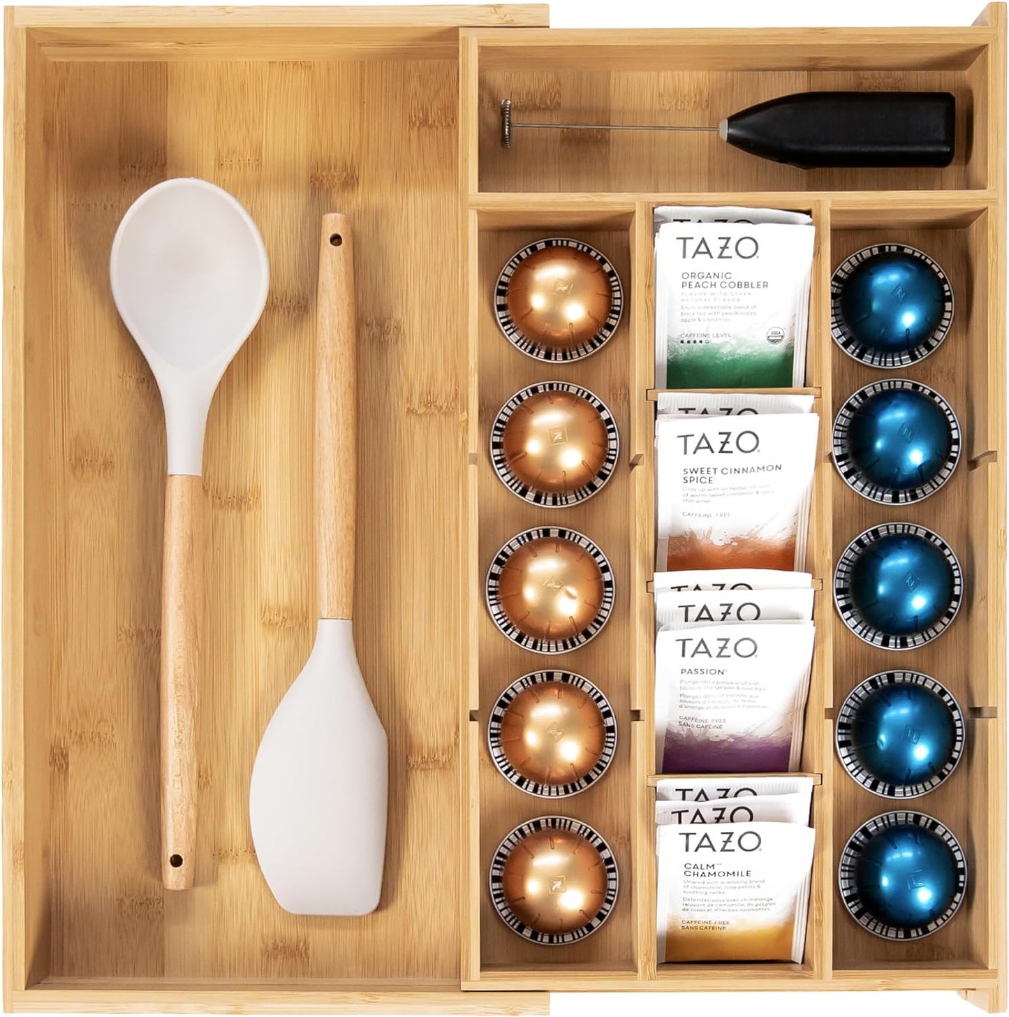Tea Bag and Coffee Pod Kitchen Drawer Organizer, Expandable 9.7 to 17 Inches