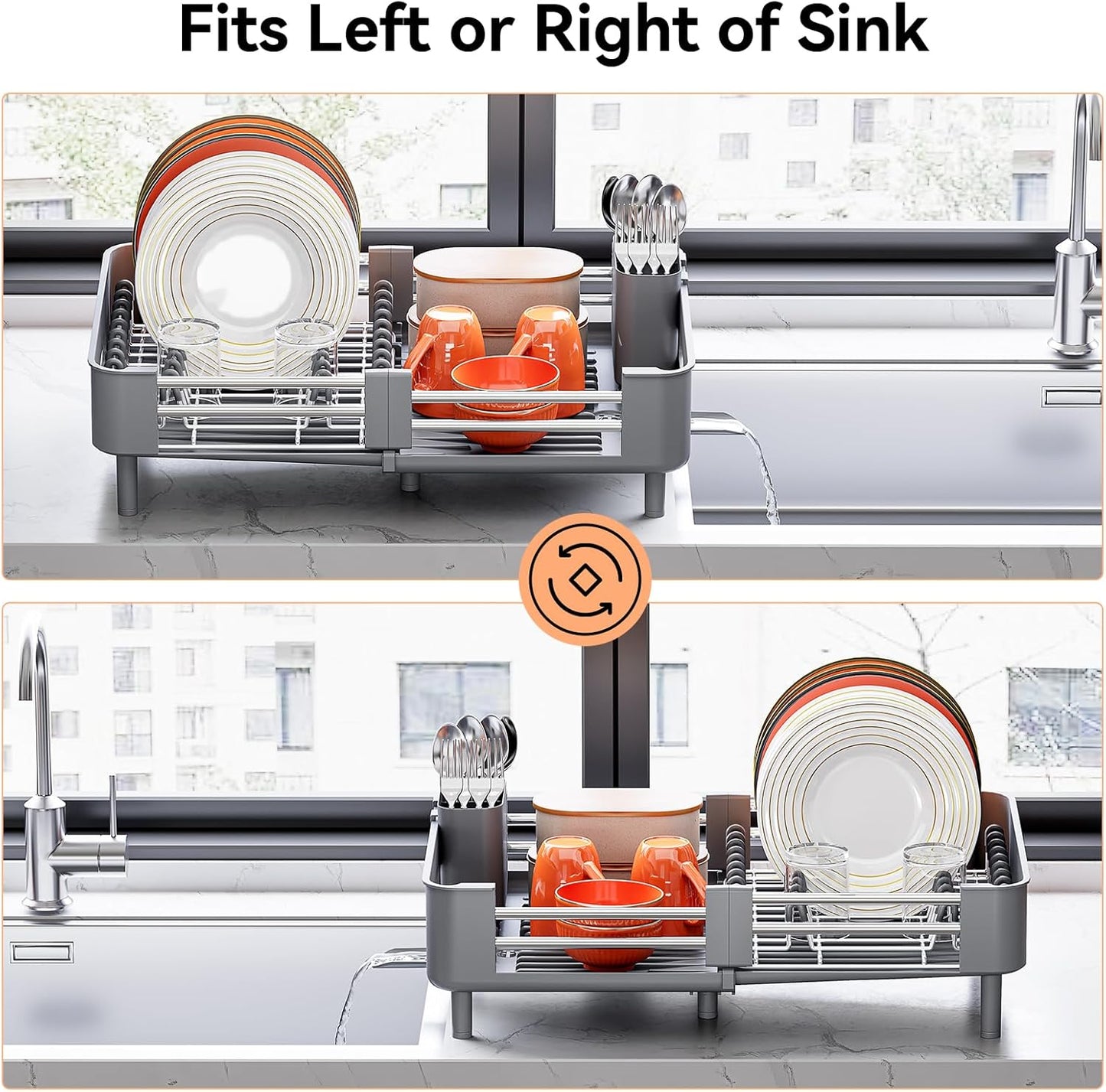 Stainless Steel Dish Drying Rack - Dish Drainer for Kitchen Counter