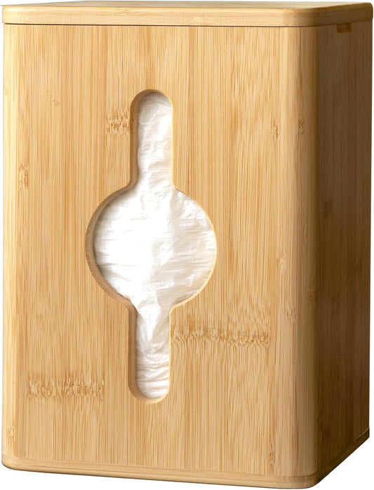 Bamboo Trash Bag Dispenser Large Garbage Bag Holder Box