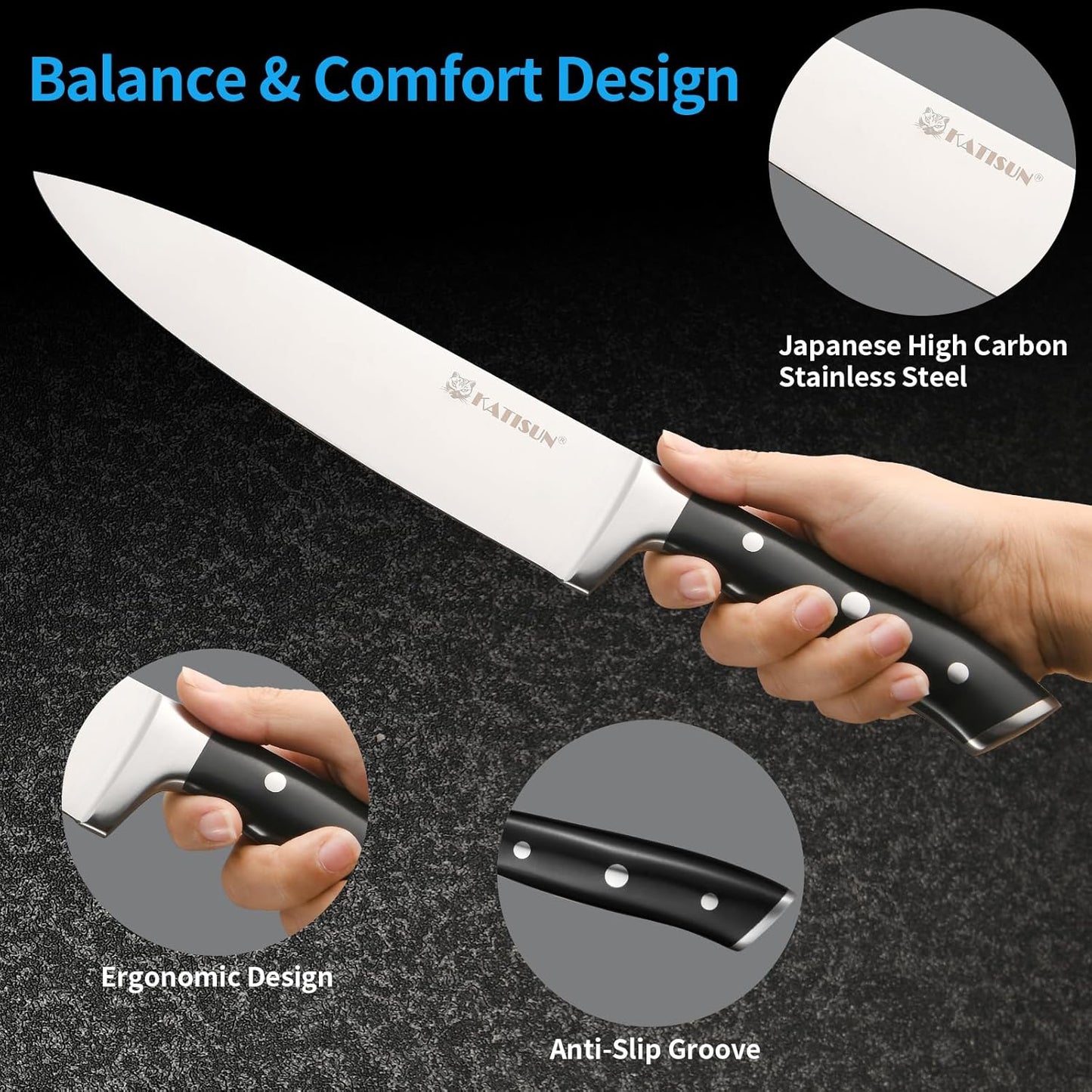 In-Drawer Knife Block with 5 Pieces Knives, Bamboo Knife Drawer Organizer for Kitchen