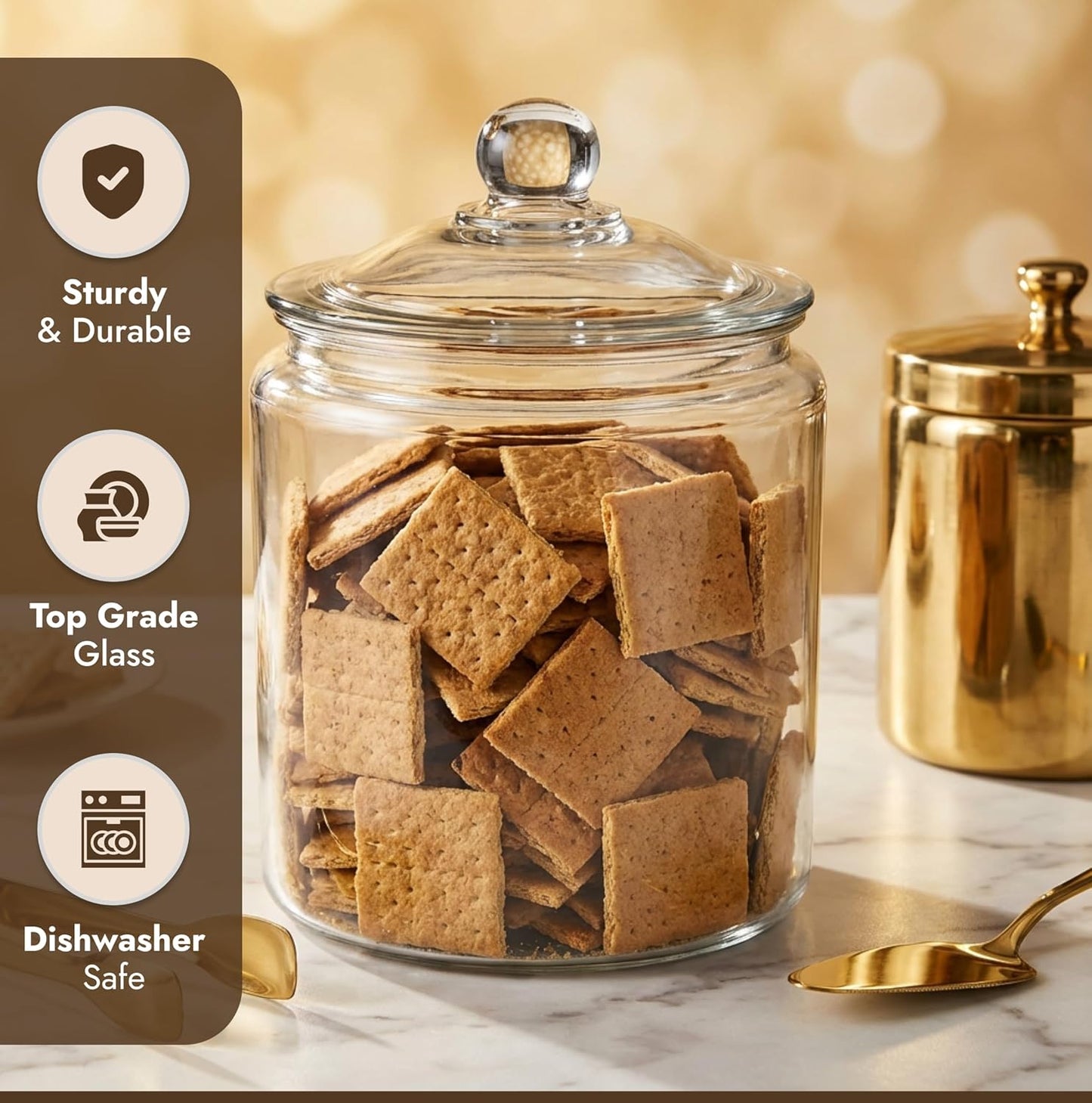 1 Gallon Glass Cookie Jar with Lid – Glass Jar with Lid