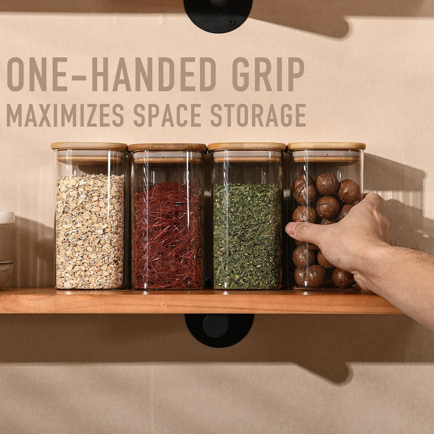37oz Rectangle Airtight Glass Storage Containers with Bamboo Lids (Set of 4)