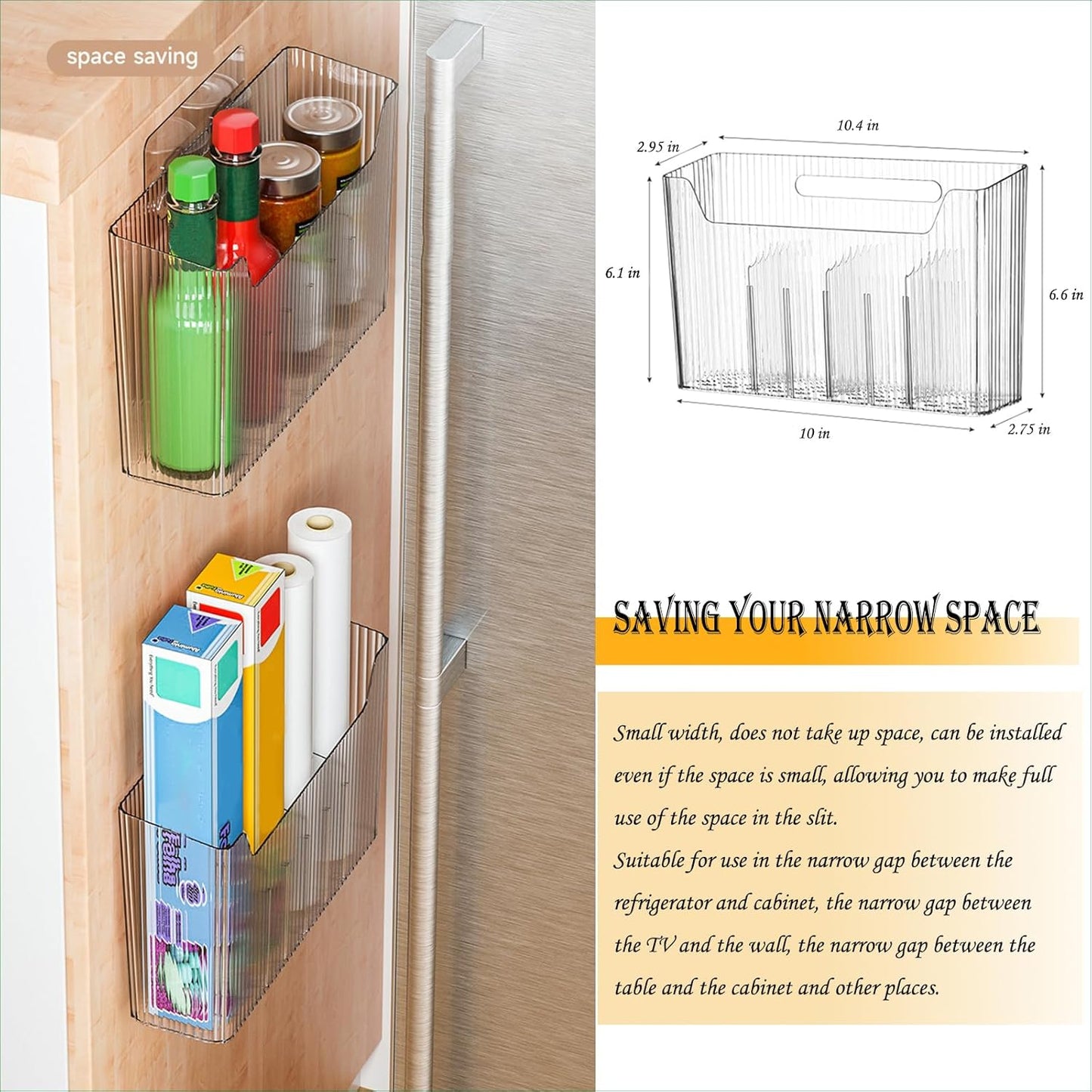 2 Pack Adhesive Mount Cabinet Door Organizer