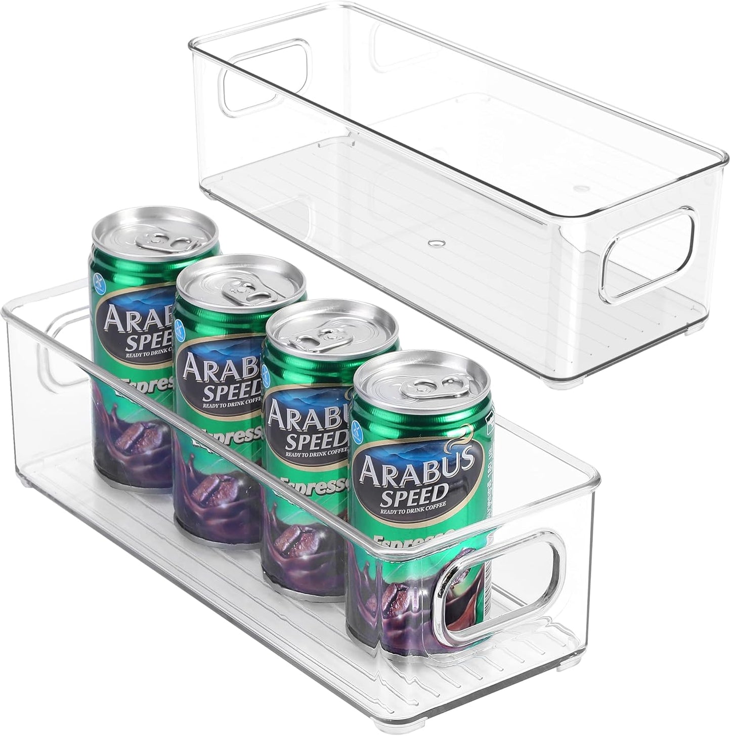 Stackable Plastic Food Storage Bin with Handles for Kitchen Pantry, Cabinet, Refrigerator