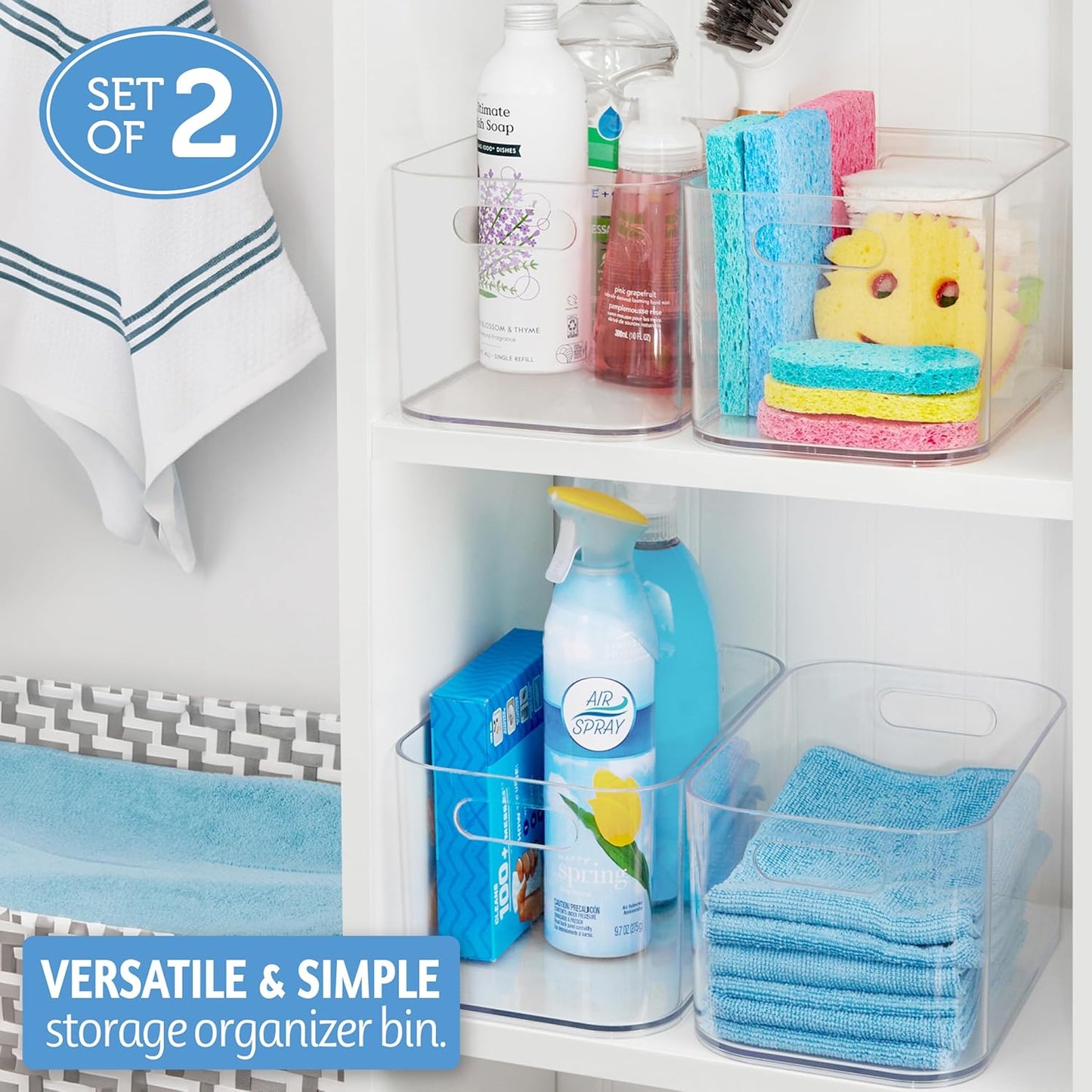 Bliss 10" x 6" Open Clear Pantry Organizer Bin, Set of 2