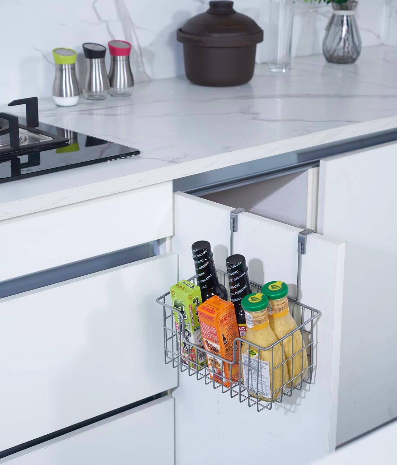 Wire Hanging Storage Basket 2 Packs, Wall Mounted Kitchen Bathroom Storage Basket