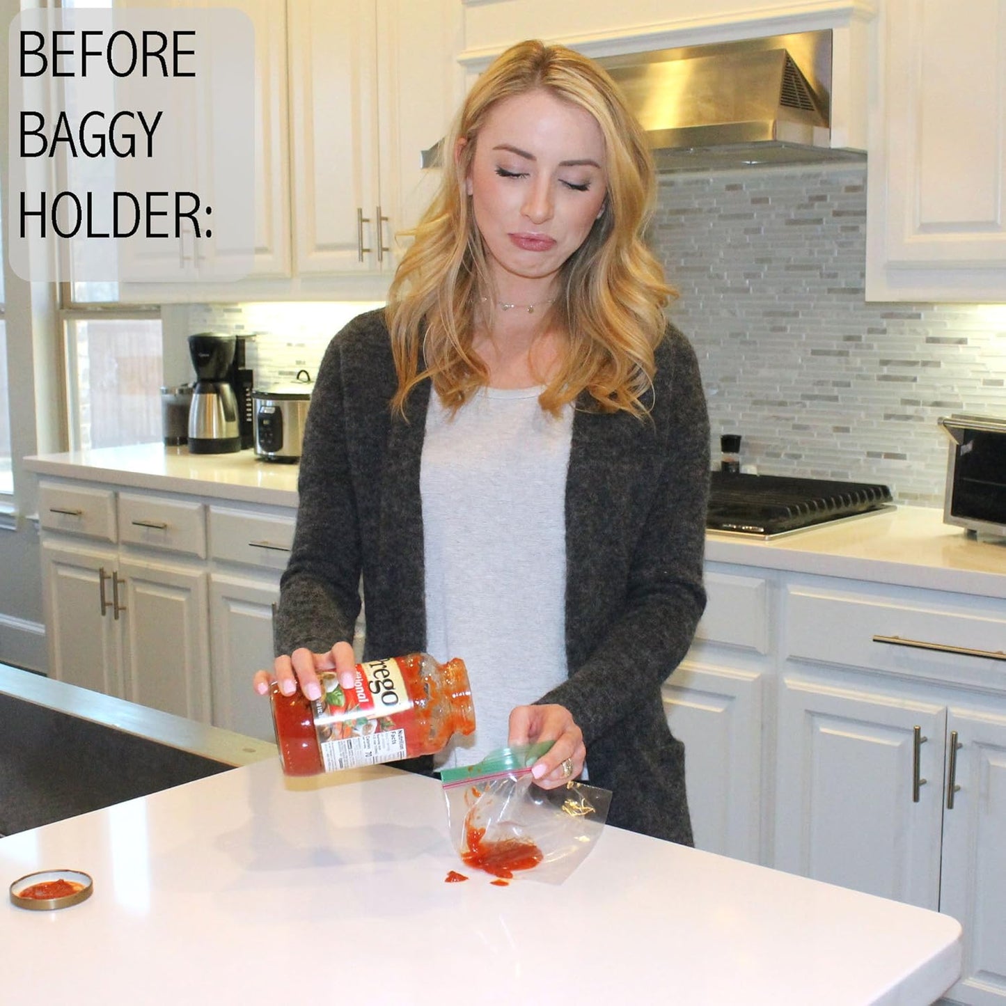 Adjustable Baggy Rack Stand 2 Pack Hands Free Food Storage Bag Holder Stand for Freezer and Sandwich Bags Clip Stand for Pouring Leftovers or Drying Reusable Ziploc Bags