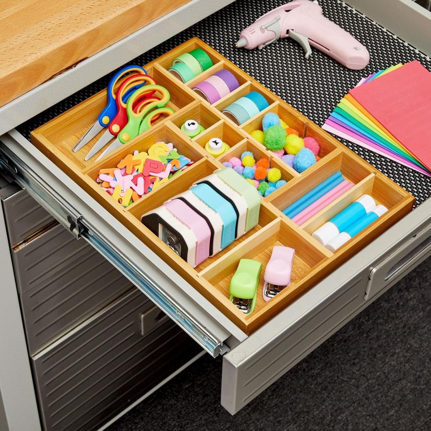 Drawer Organizer Tray - 8-Slot Drawer Divider for Utensils - Versatile Silverware Holder
