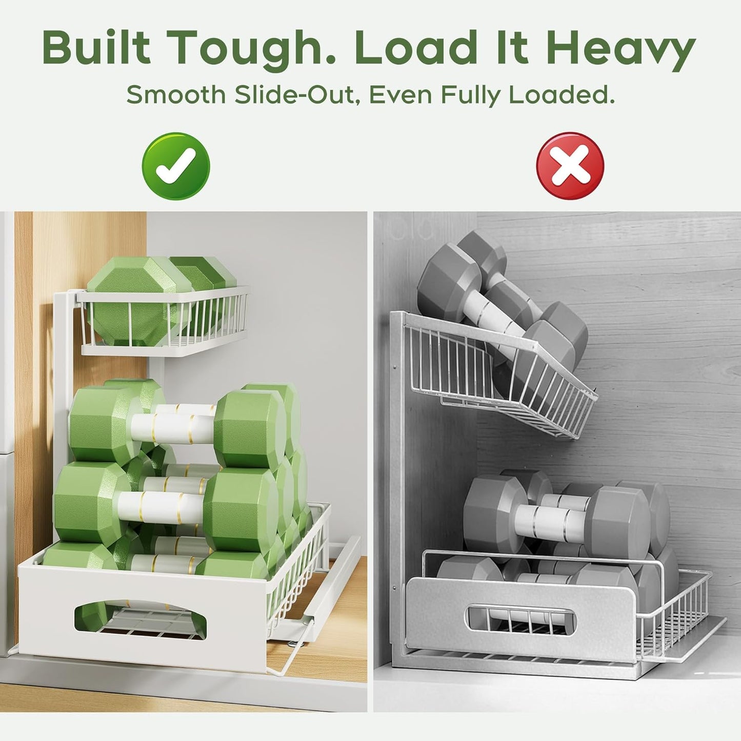 Under Sink Organizer, 2 Pack Cabinet Organizer for Kitchen