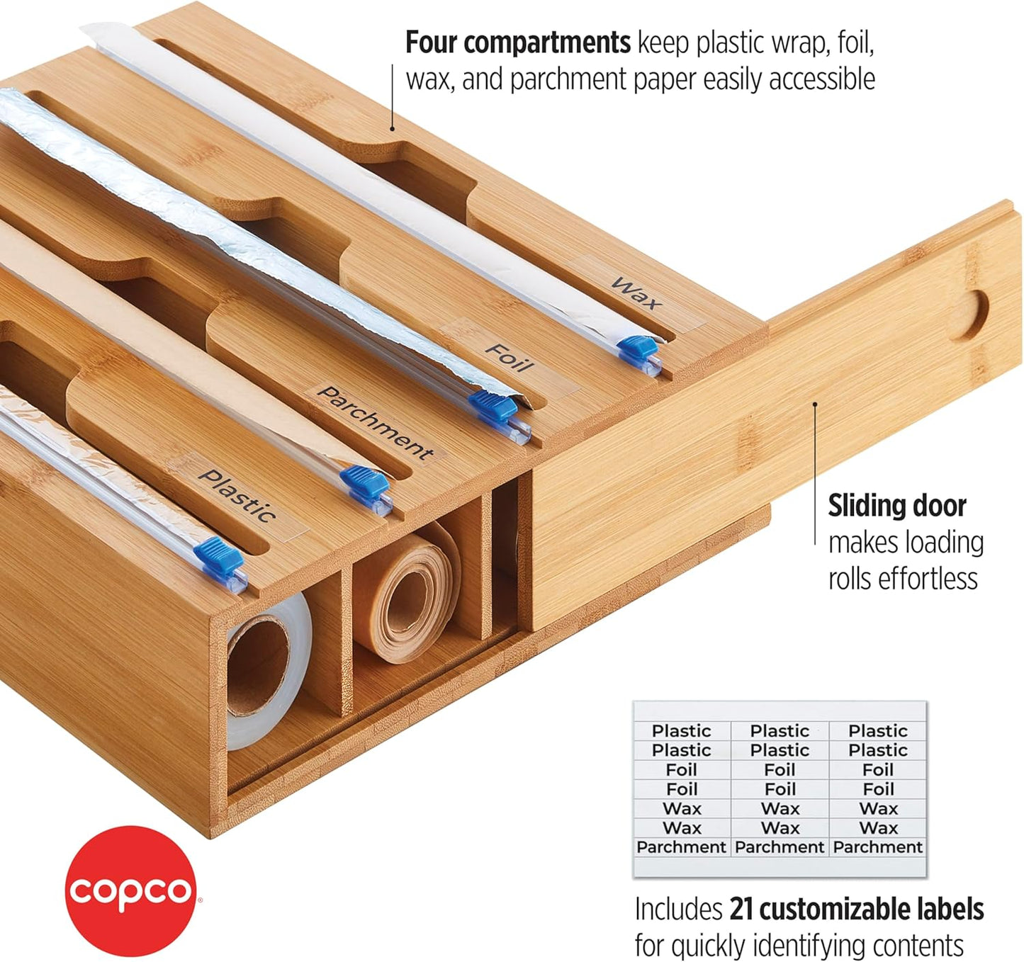 In Drawer or Mounted 4 Compartment Organizer for Plastic, Foil