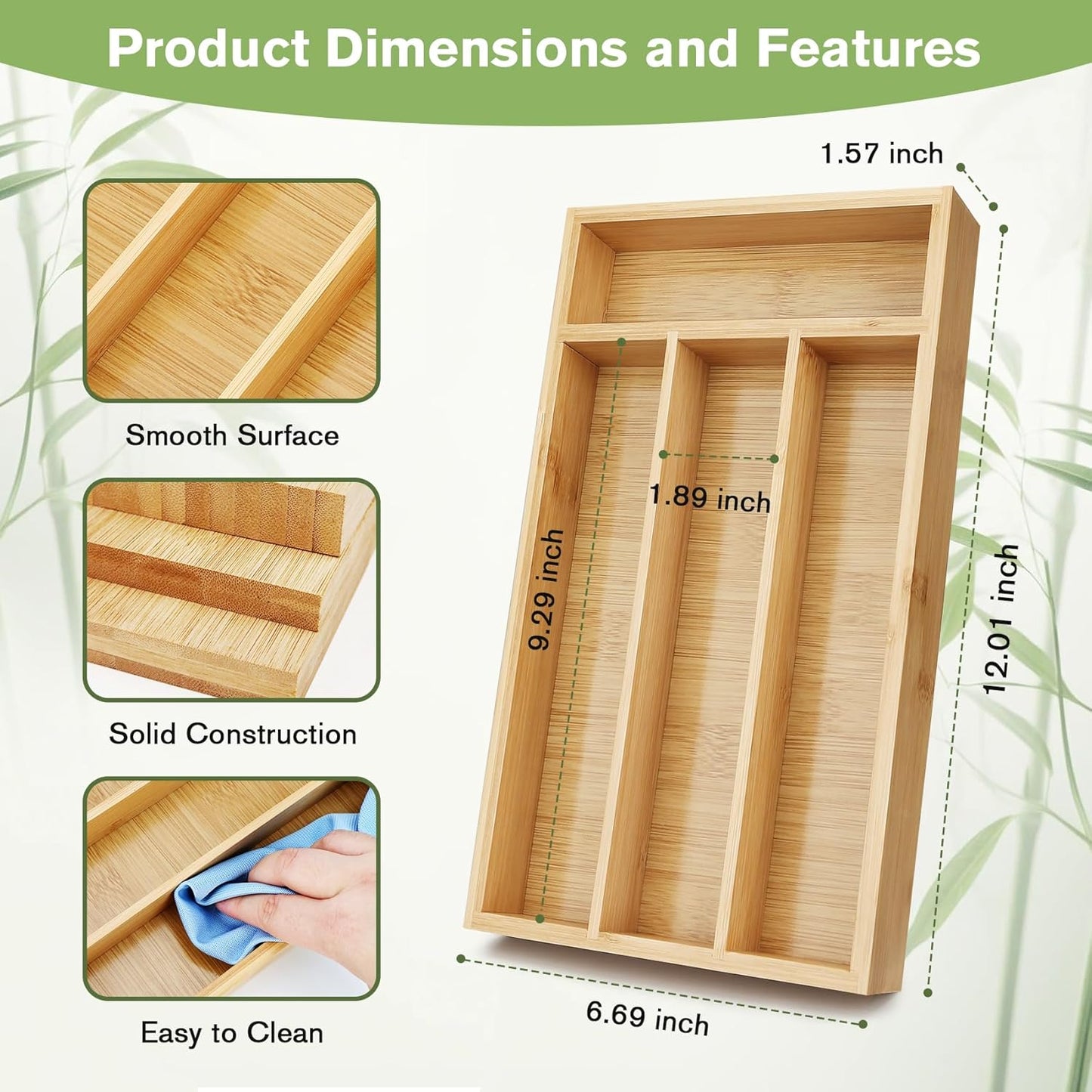 Small Silverware Organizer, Bamboo Drawer Organize, Bamboo Silverware Drawer Organizer