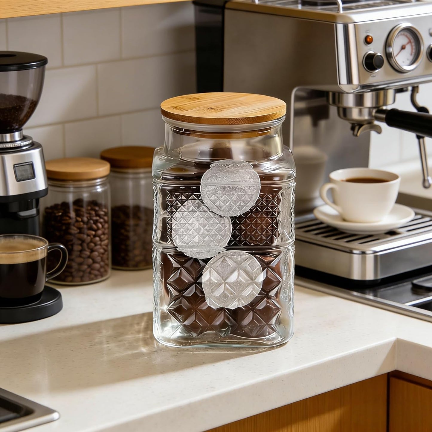 Large Glass Storage Jar, 2 Pack 60 FL OZ Glass Food Storage Containers with Bamboo Lid