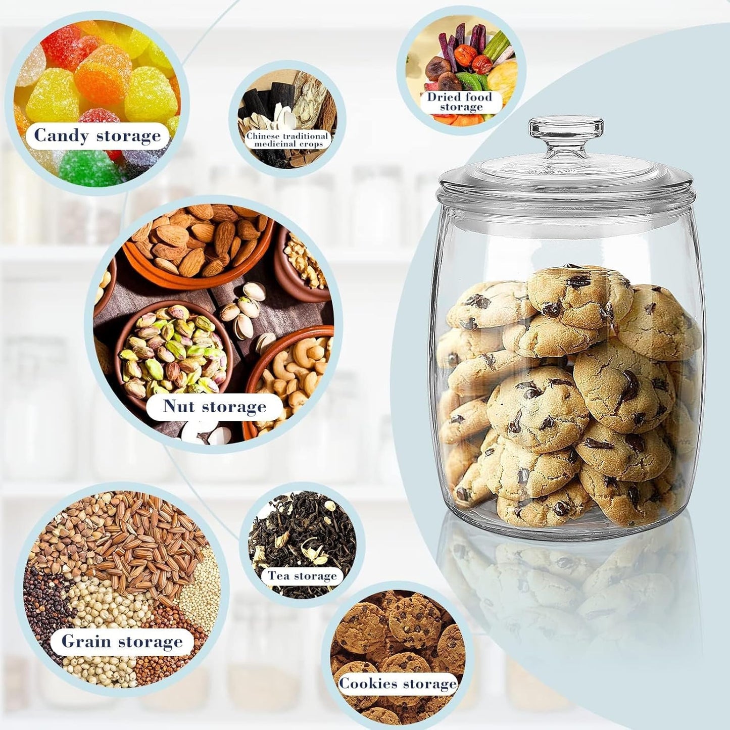 Half Gallon Glass Jars with Lid, Wide Mouth Cookie Jars Set of 2, Apothecary Jar for Candy