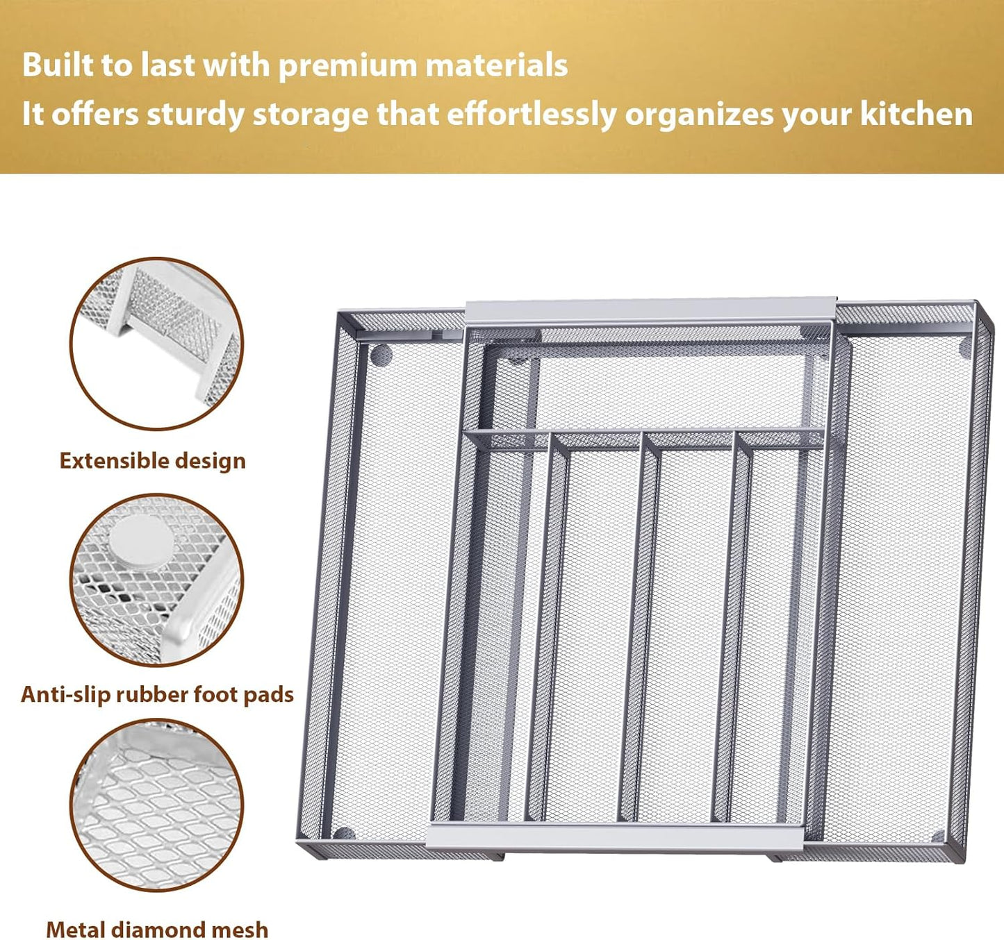 Silverware Organizer Metal Mesh, Drawer Organizer