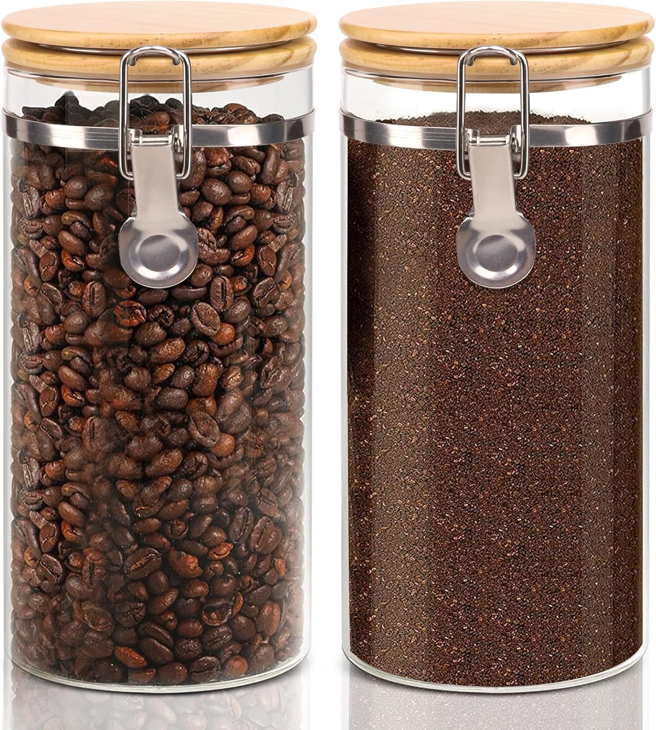 Glass Storage Jars Set Elegant Containers with Airtight Bamboo Lids