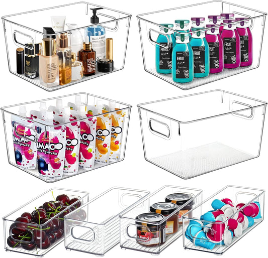 Clear Storage Bins 8 Pack for Pantry Organizers