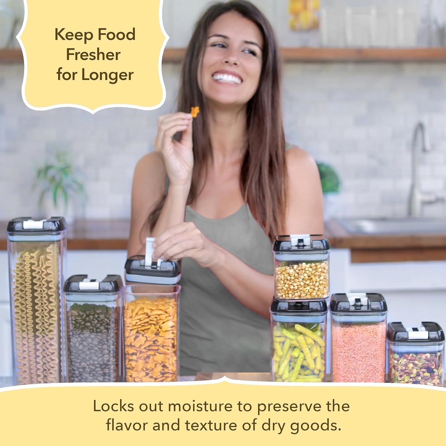 Airtight Food Storage Containers with Lids – 7 Piece Assorted Size Kitchen Pantry Organization Set
