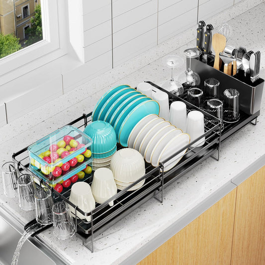 Large Dish Drying Rack, Expandable Dish Rack for Kitchen Counter