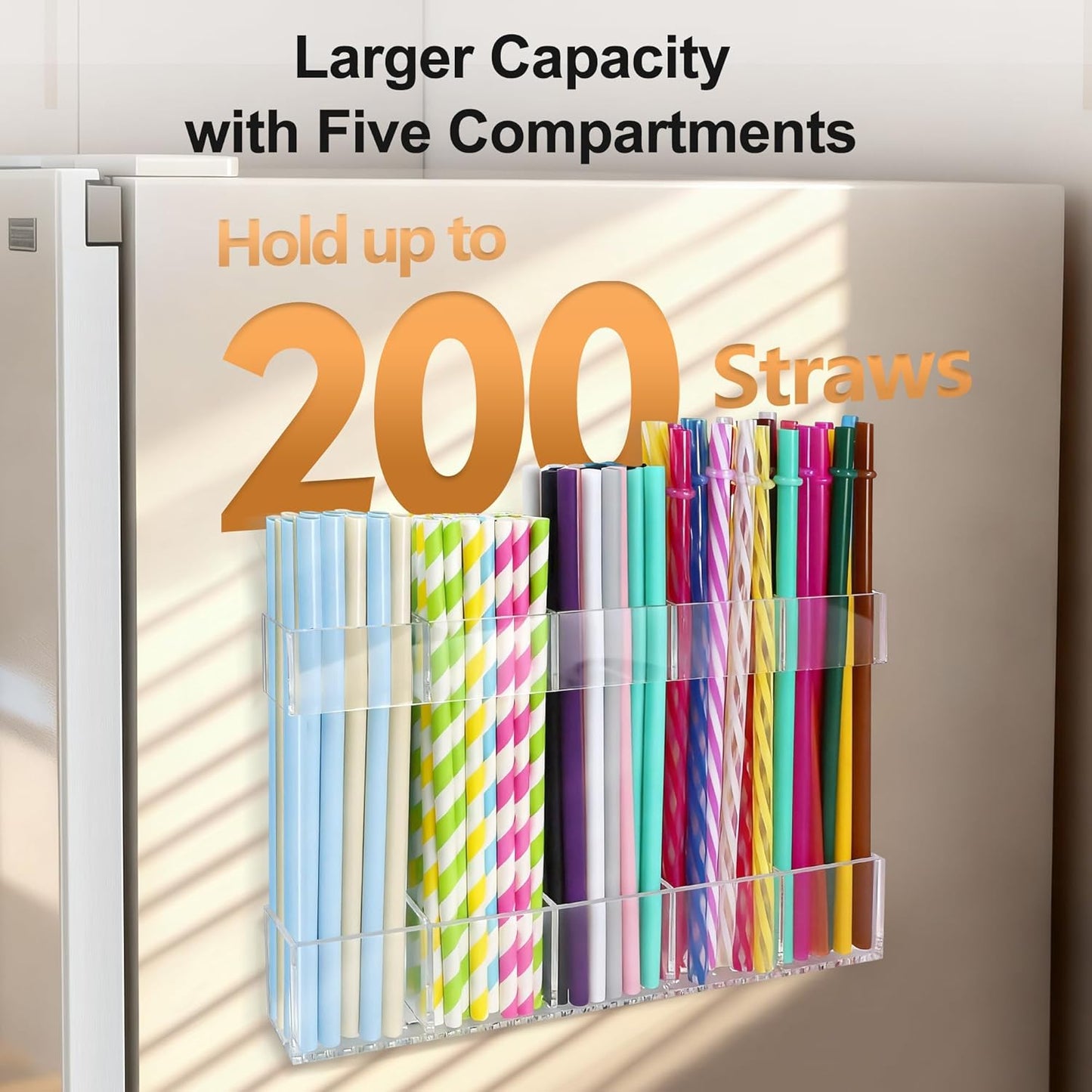 9.5” Large Acrylic Straw Holder for Cabinet Door