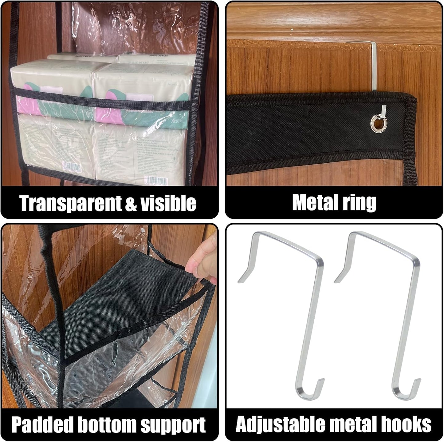 5-Shelf Over The Door Pantry Organizer with Clear Pockets, Heavy Duty Hanging Storage for Closet