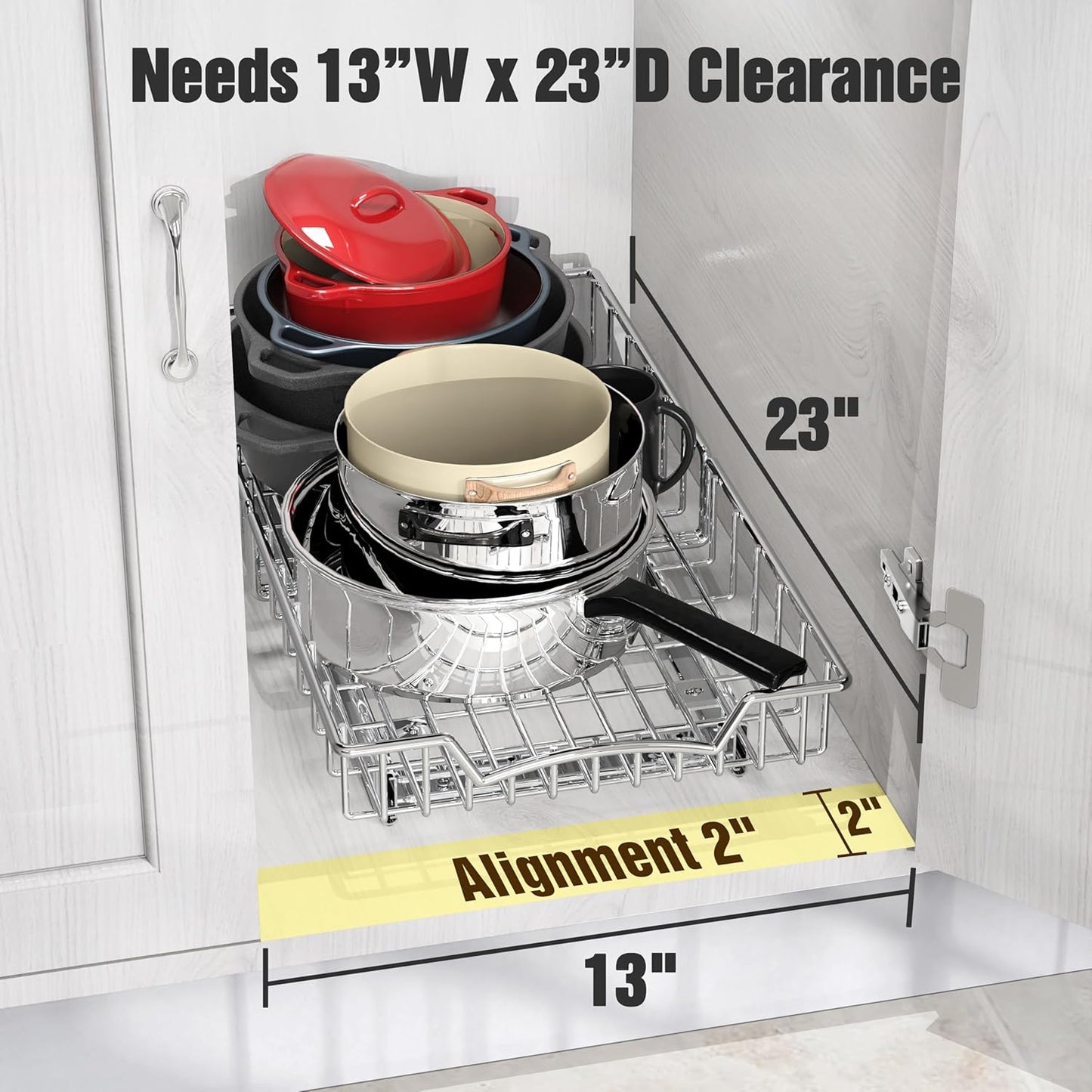 Under Cabinet Pull Out Sliding Shelf Drawer Organizer, 21" D x 11" W
