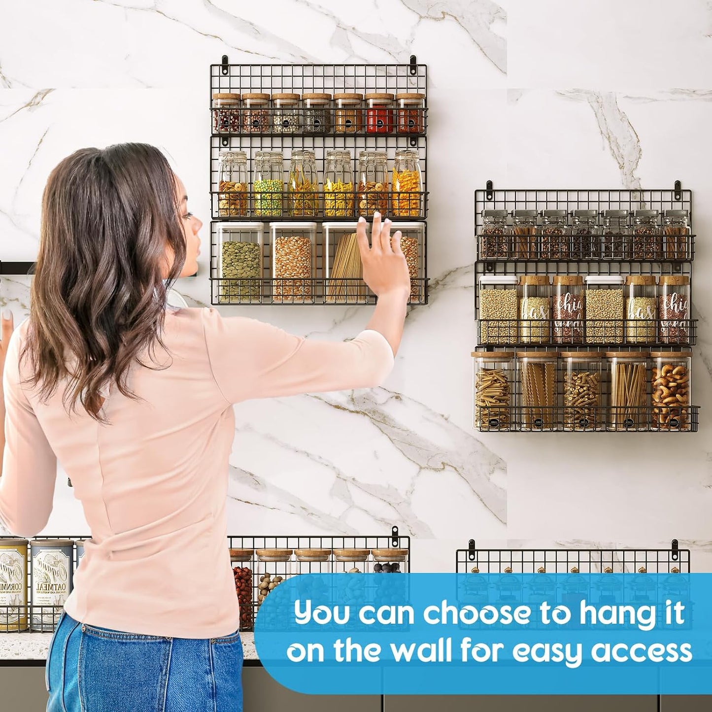 9-Tier Spice Rack Organizer with Door Hook, Wall Mount