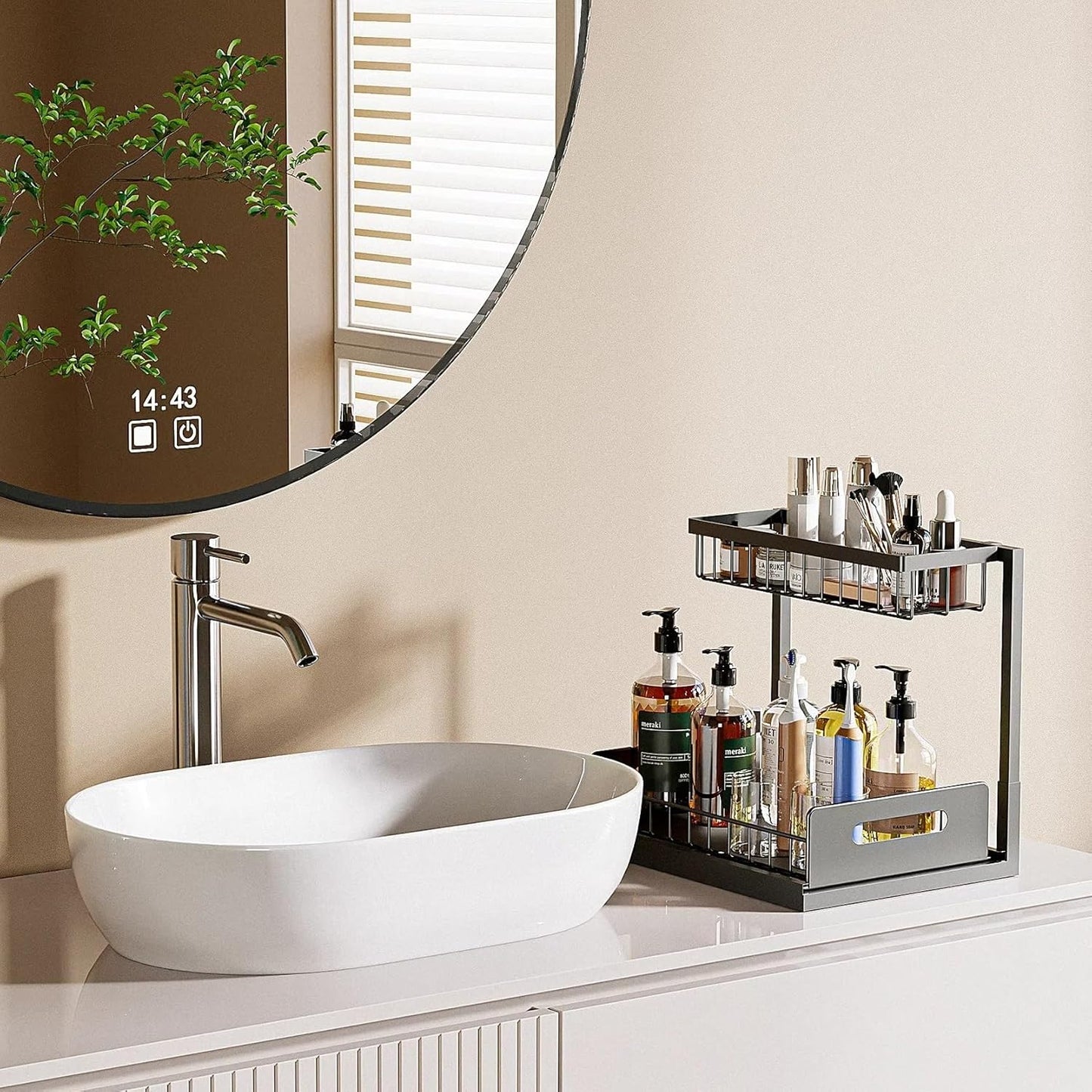 Under Sink Organizers Storage, 2 Tier Under Cabinet Organizer Shelf