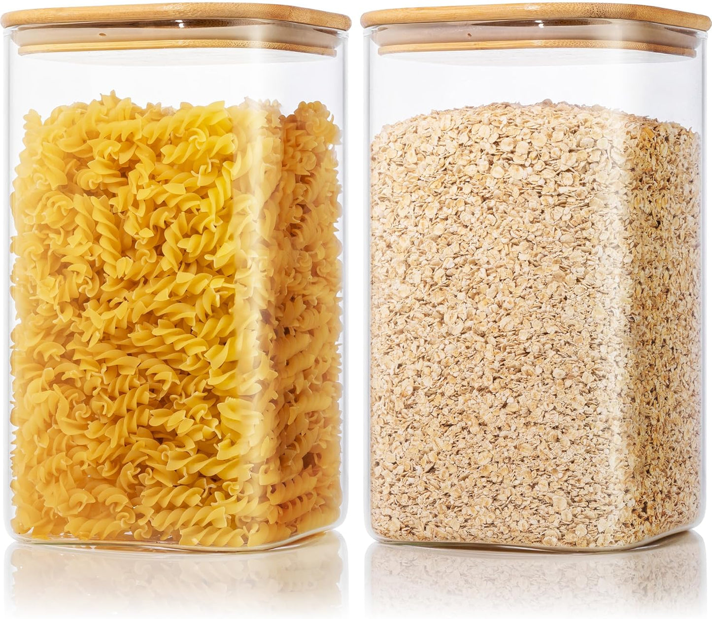 Extra Large Square Glass Flour & Sugar Storage Containers with Airtight Lids
