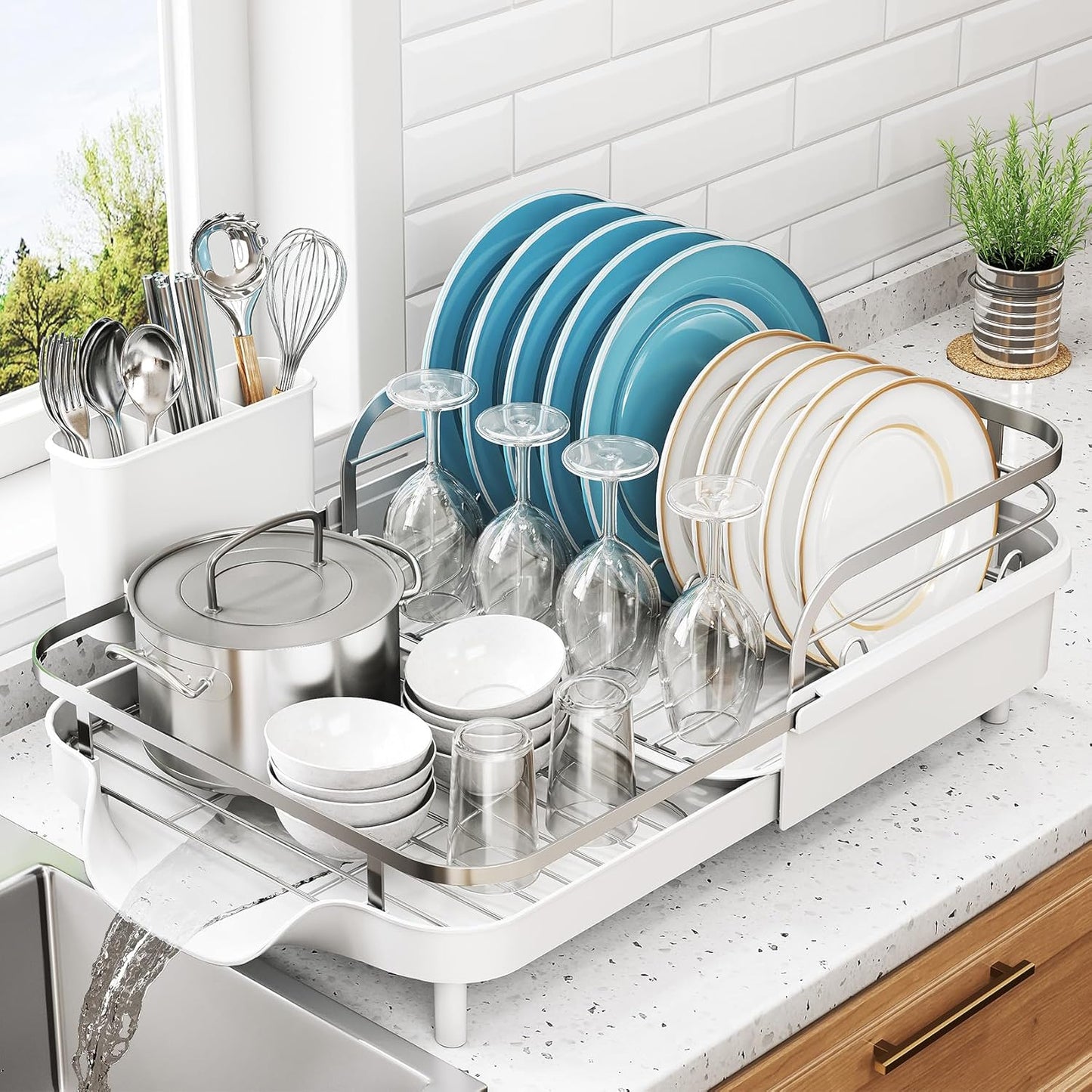 Dish Drying Rack, Expandable Dish Rack for Kitchen Counter
