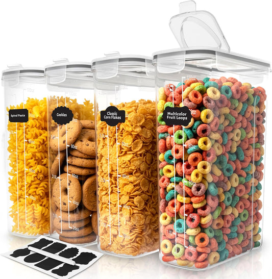 Cereal Containers Storage Set – 4 Pack 4L(135.2 oz) Airtight Food Storage Containers with Lids