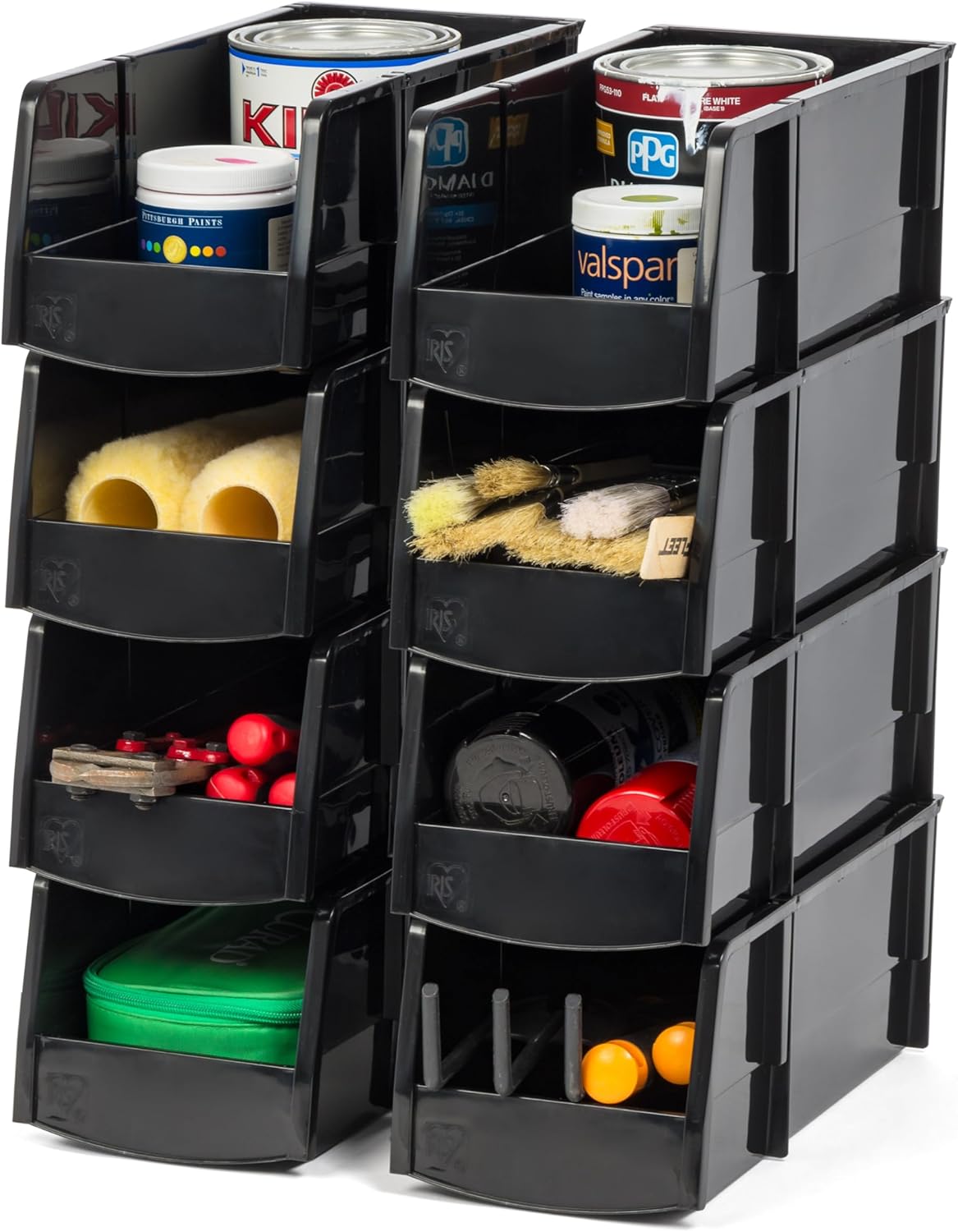 Large Stackable Storage Bins, 8-Pack, 13"L x 6"W x 5"H, |Made in USA|