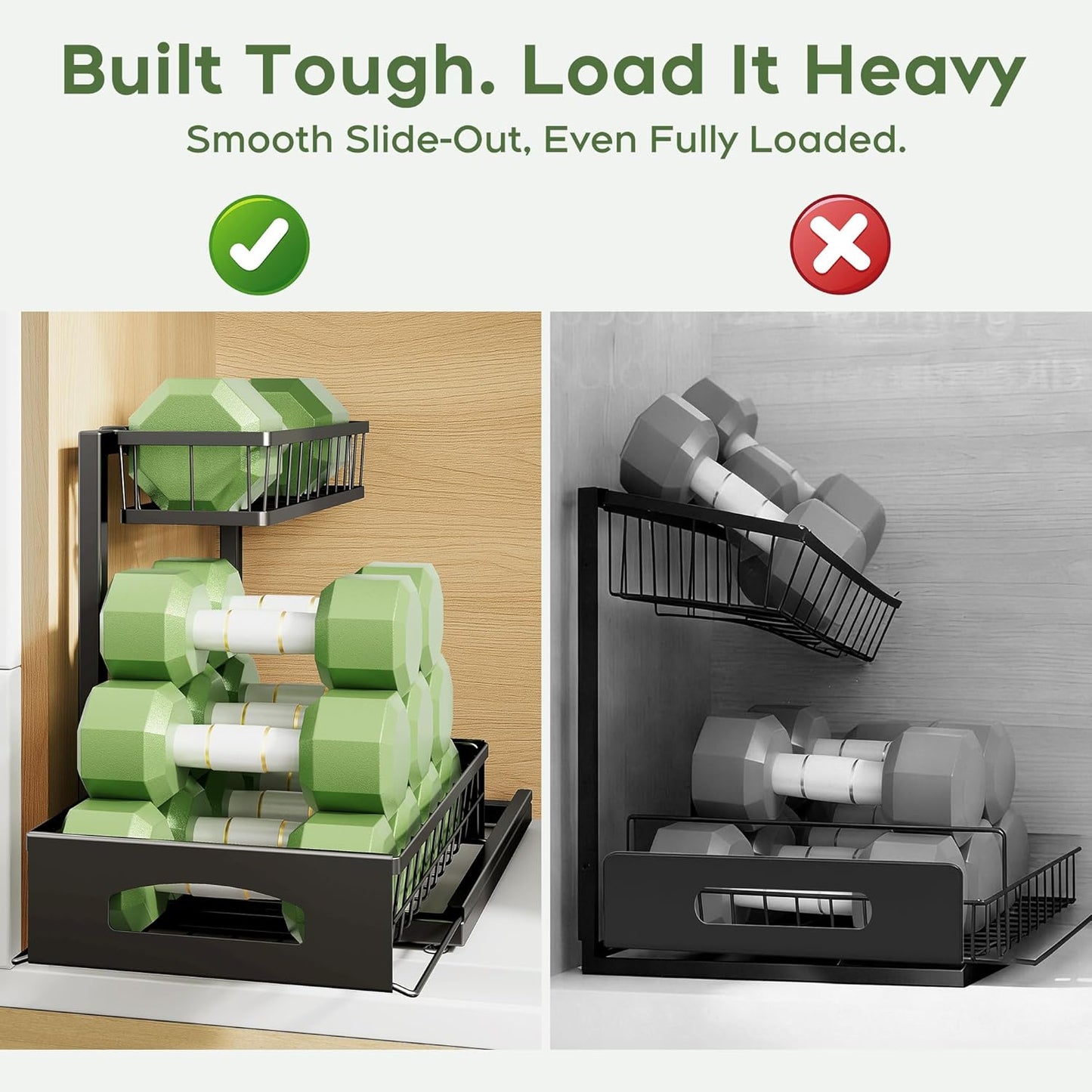 Under Sink Organizer, 2 Pack Cabinet Organizer for Kitchen