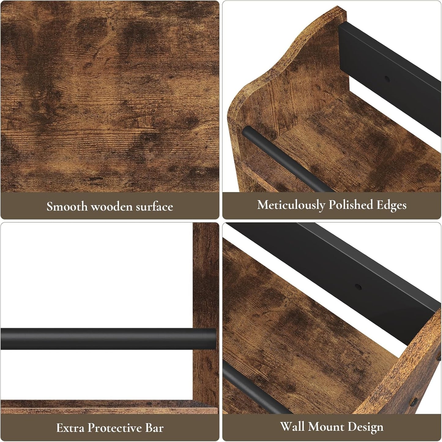 Spice Rack Wall Mounted, Wood 3 Tier Spice Rack for Countertop
