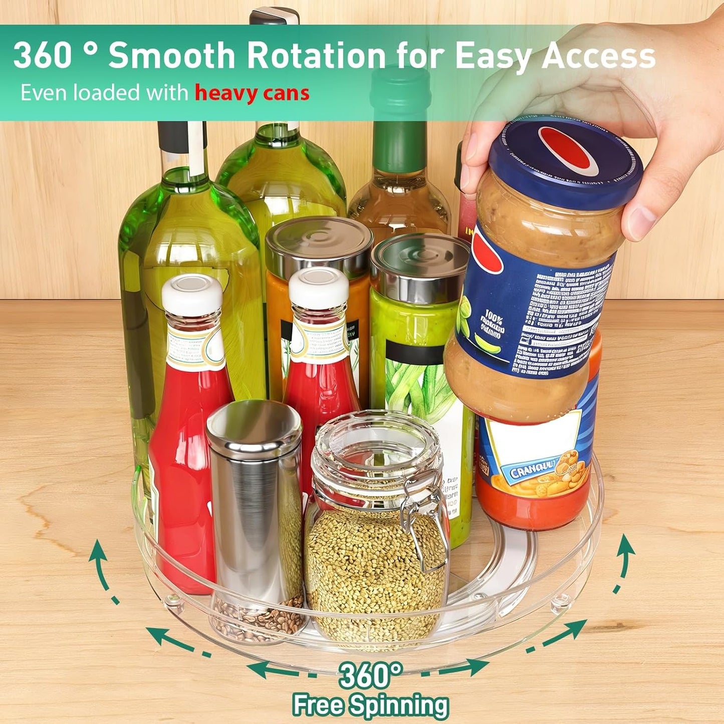 2 Pack Lazy Susan Organizer, 9.5" Lazy Susan Turntable Spice Rack for Cabinet