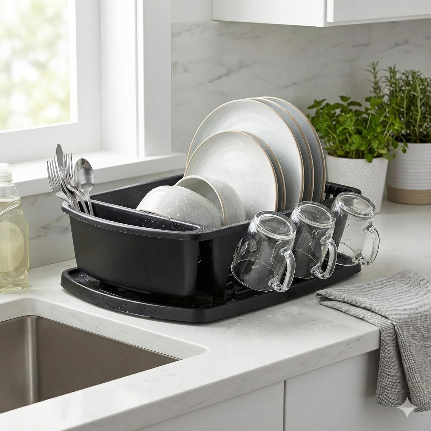 Sink Dish Drying Rack, Heavy Duty Hard Plastic Drying Rack