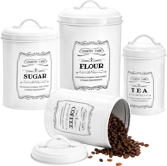 Set of 4 Kitchen Canisters with Airtight Lids