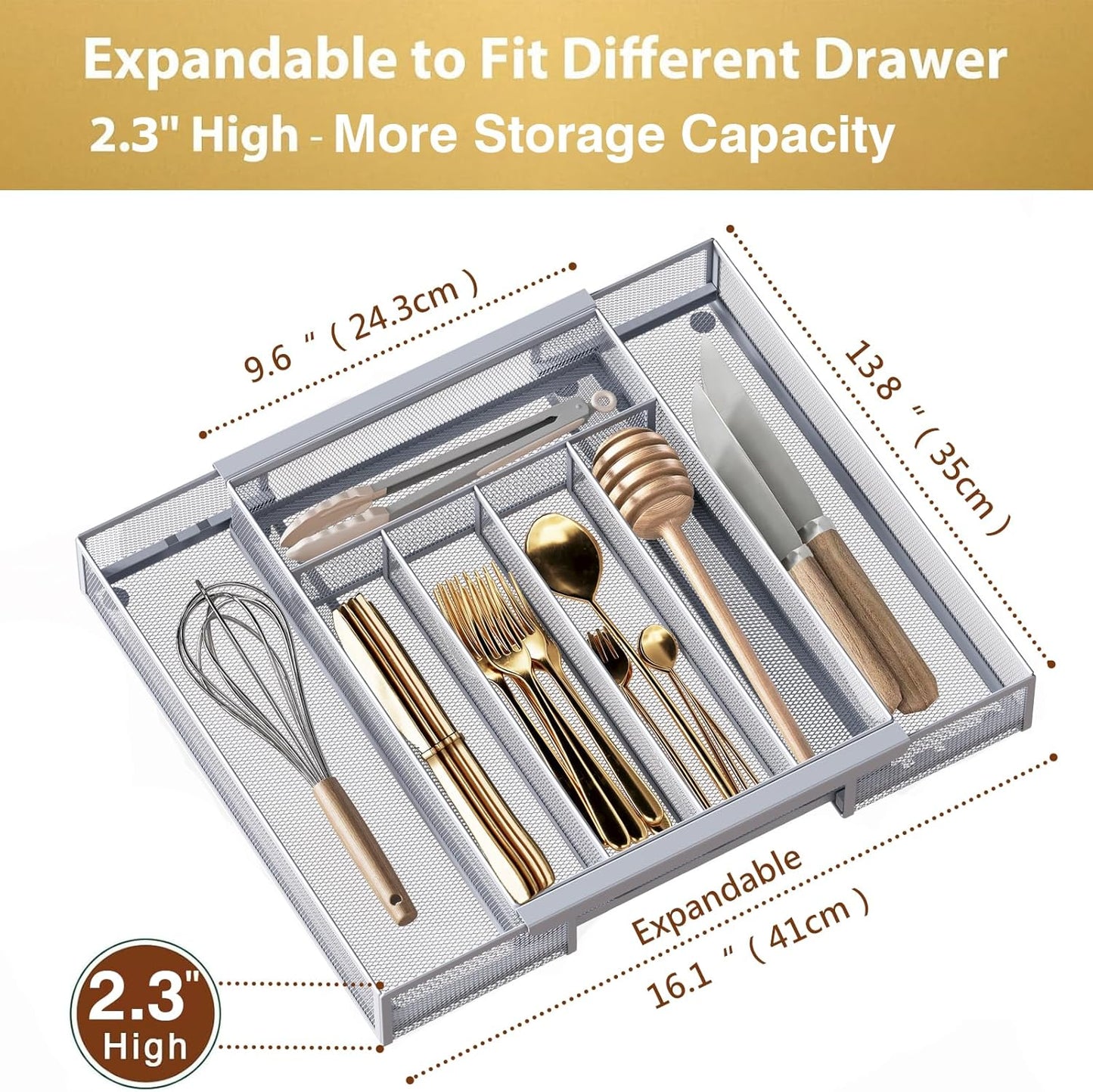 Silverware Organizer Metal Mesh, Drawer Organizer