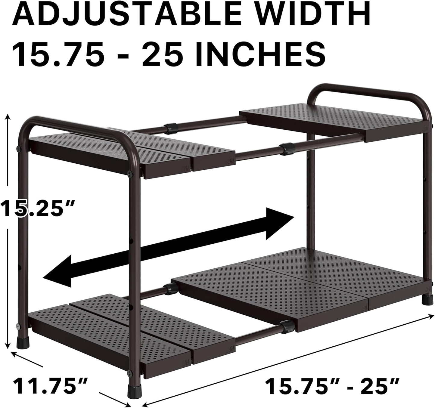 Under Sink 2-Tier Heavy Duty Expandable Rack Organizer