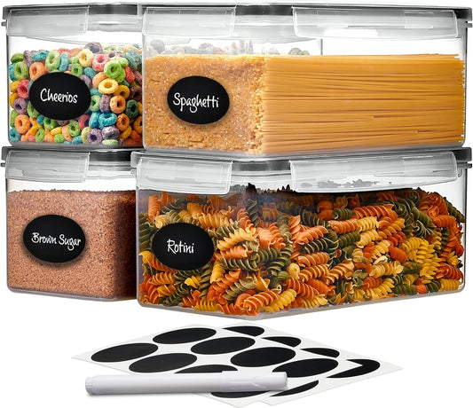Large Airtight Food Storage Containers with Lids Set of 4 3.2L