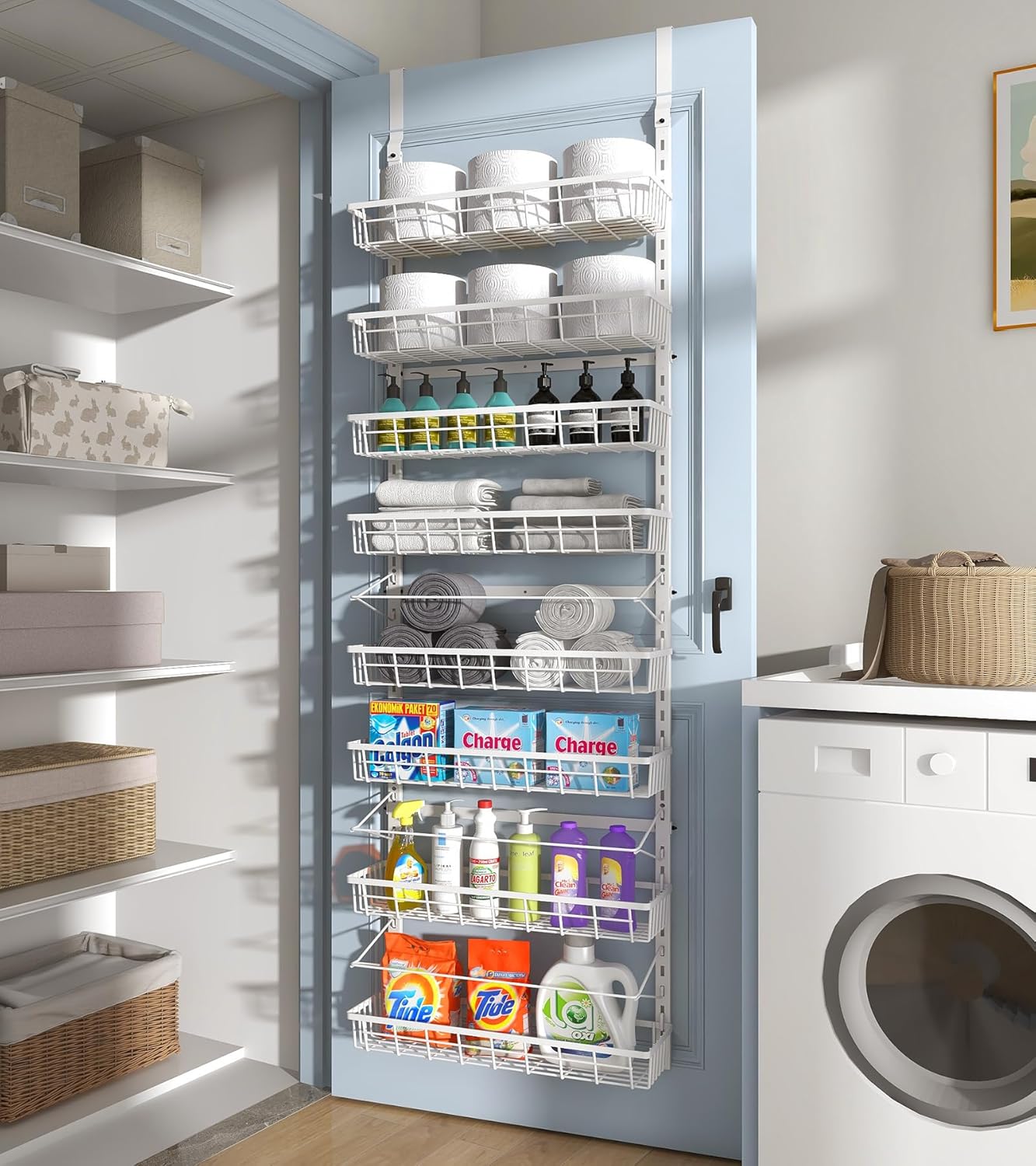 Over The Door Pantry Organizer, Wall Mount Spice Rack, Pantry Hanging Storage and Organization