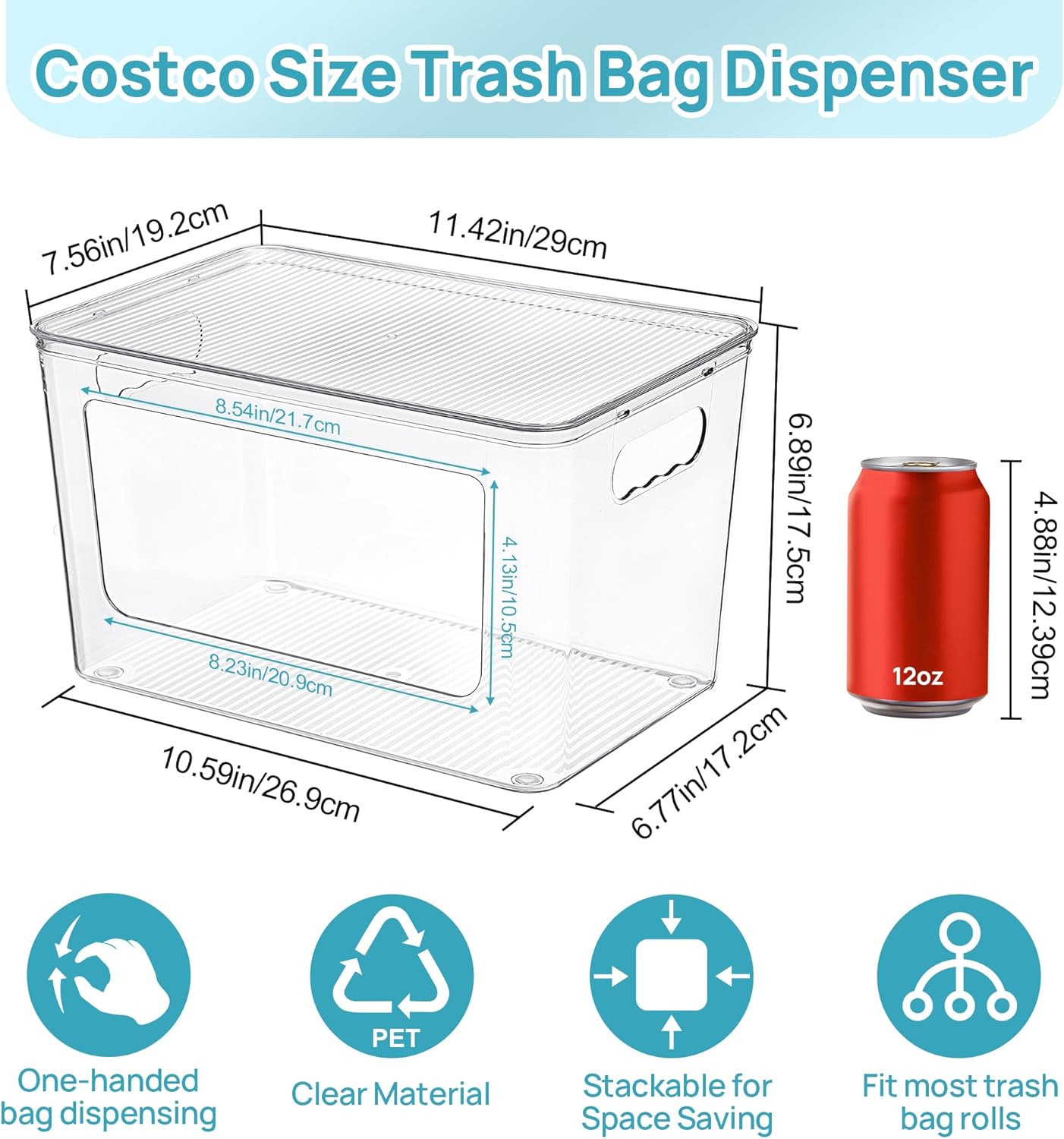 2 Pack Trash Bag Holder, Stackable Garbage Bag Dispenser for 13/30/33 Gallon Bags