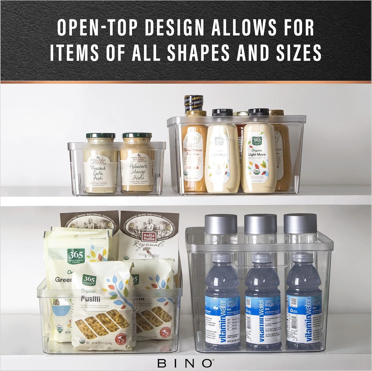 Plastic Bins, Large - 2 Pack | THE LUCID COLLECTION | Multi-Use| Built-In Handles | BPA-Free | Clear Storage Containers | Fridge Organizer | Pantry & Home Organization