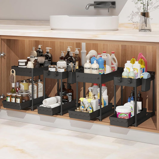 4 Pack Under Sink Organizer, Bathroom Organizers and Storage