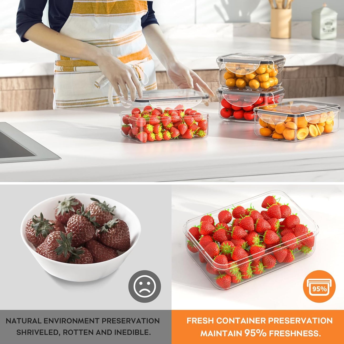 40 PCS Food Storage Containers with Lids Airtight (20 Containers & 20 Lids)